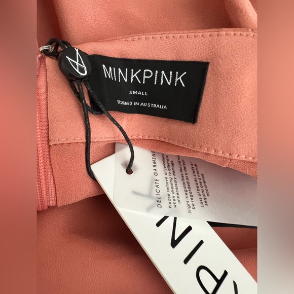 MINK PINK  FINLAY HALTER GOWN WITH SPLIT CLAY color, size Small NWT - Picture 13 of 14
